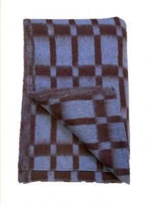 Одеяло шерстяное, 72%-ш.,20% -п/э, 8%-пан, 140х205, клетка, цв. коричн-син (пл.550г/м2) Пушкино